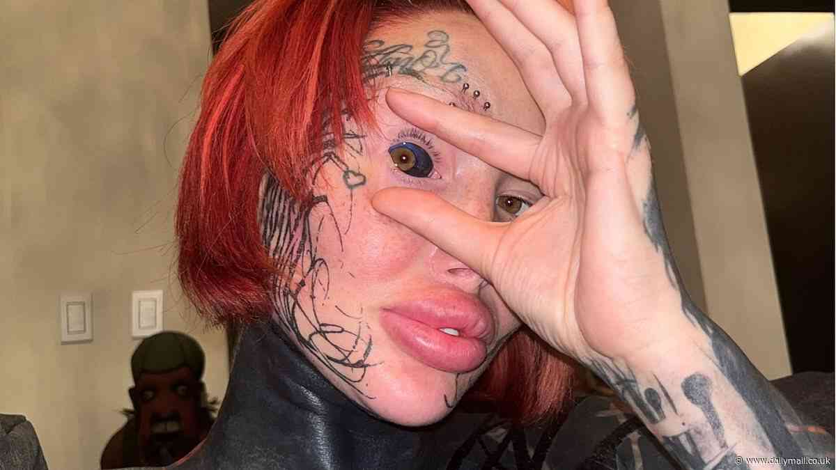 Surgery-addicted model tattoos her EYEBALL after almost dying from botched procedures that included an 'inflated' vagina and a uniboob - as fans say she's finally gone too far