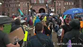 Rally held at Queen's Park to push province to end review of consumption treatment sites