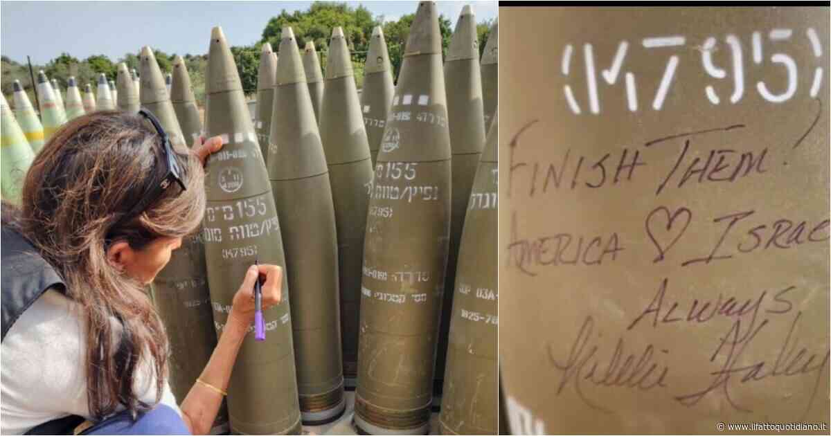 “Finiteli”: Nikki Haley va in Israele e lascia la sua ‘dedica’ su una bomba che inneggia ai raid su Gaza