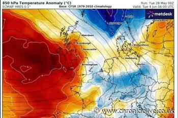 Weather map shows UK to be hit by Spanish plume with temperatures reaching 25C