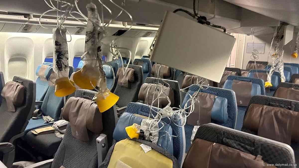 Singapore Airlines plane hit by fatal turbulence dropped 178ft in 4.6 seconds and suffered rapid change in G-force that threw passengers into the ceiling, early report finds