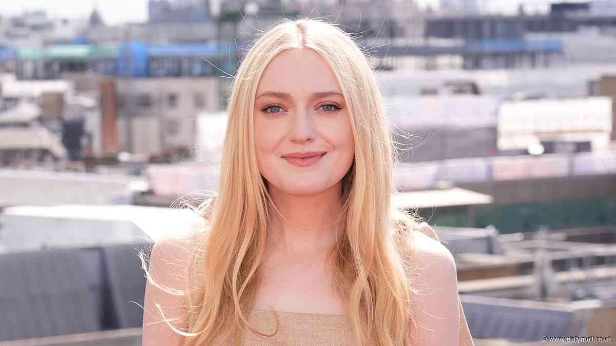 Dakota Fanning wears chic belted floral dress as she attends a photocall for The Watched on the roof of Claridge's in London