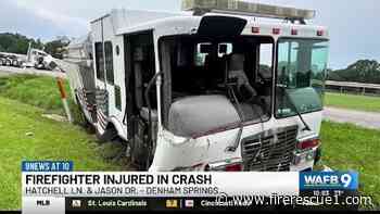 La. firefighter injured in fire engine, tractor-trailer crash