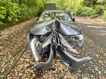 Wrecked BMW dumped in Bournemouth near Meyrick Park