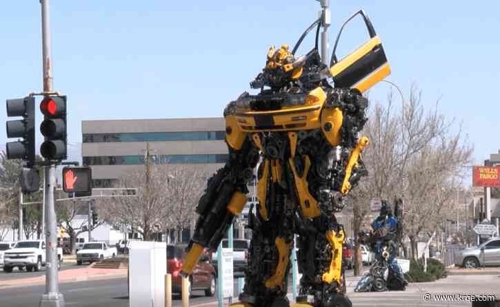 Man arrested for indecent exposure after climbing on top of 'Bumblebee' statue