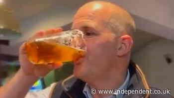 Tory MP downs pint as he sums up what national service is: ‘One pint, one policy’