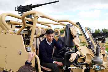 Rishi Sunak gets behind the wheel of an armoured car in visit to South West