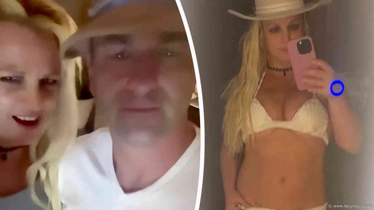 Britney Spears concerns fans when  speaking in a childlike voice while wandering around a Vegas spa with brother Bryan as clip is called 'uncomfortable to watch'