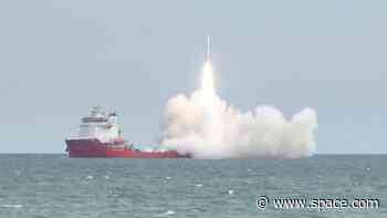 Watch Chinese company launch 4 satellites to orbit from ship at sea (video)