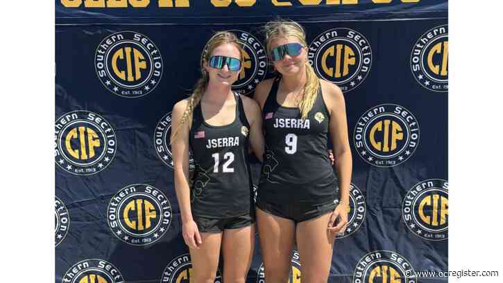 All-Orange County girls beach volleyball team plus players and coach of the year