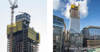 Selbstkletternde Schalungs- und Arbeitsplattformen beim Bau des Hudson’s Site Tower in Detroit