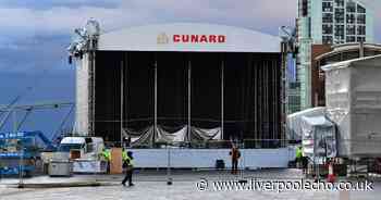 Cunard stage set up on Pier Head for free Andrea Bocelli event