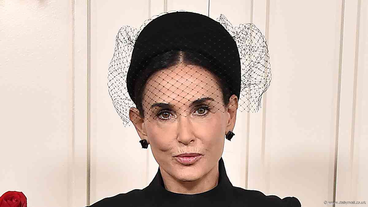 Demi Moore, 61, is retro chic in a pillow box hat and stylish black ensemble with classy Naomi Watts, 55, as they lead stars at the Feud: Capote Vs. The Swans event in LA