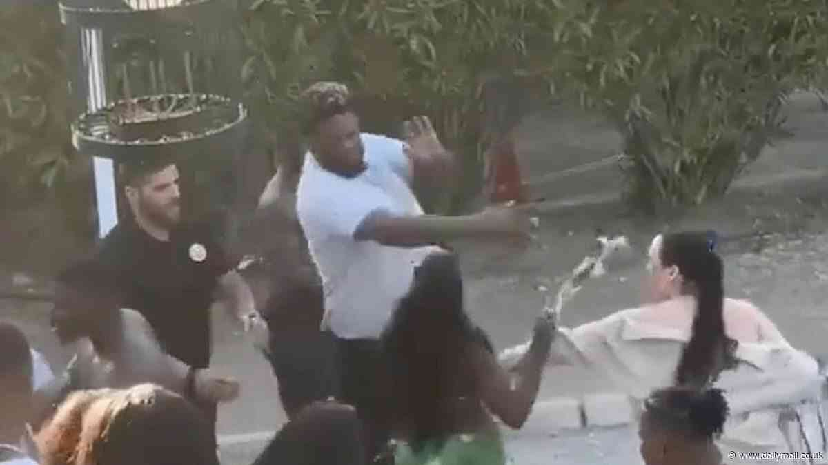 Shocking moment guard at Marbella pool club slaps women - before security 'threaten British woman filming the fracas' and snatch phones from other witnesses