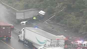 Jackknifed truck causing miles of delays on I-95 North in Fairfield