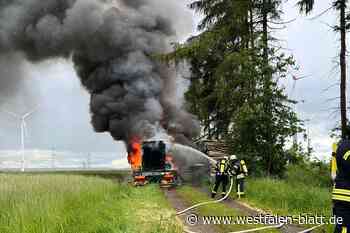 Holzhacker gerät bei Bad Wünnenberg in Brand