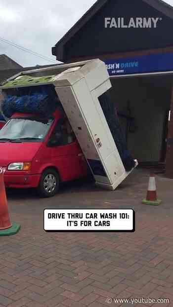 Delivery Van Destroys A Car Wash