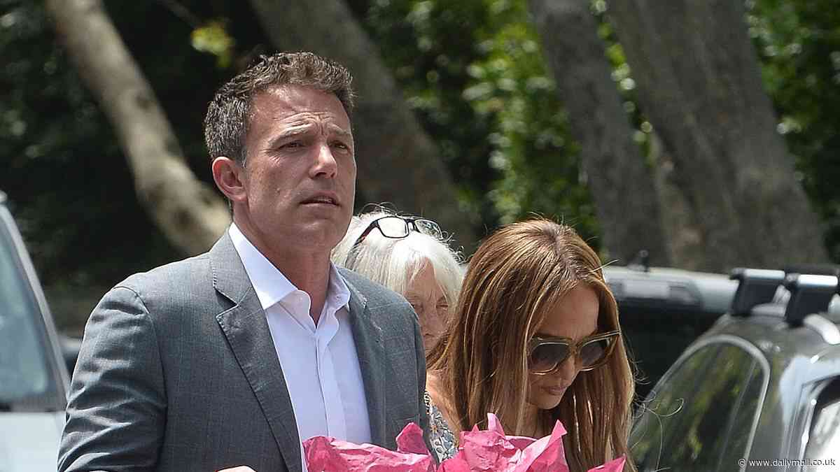 Ben Affleck and Jennifer Lopez REUNITE for first time in two weeks amid divorce rumours - as stony-faced couple attend party for his daughter Violet's graduation in LA