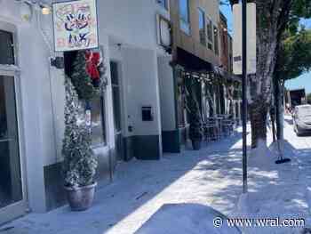 Snow covers downtown Wilmington for filming of new Zooey Deschanel movie 'Merv'