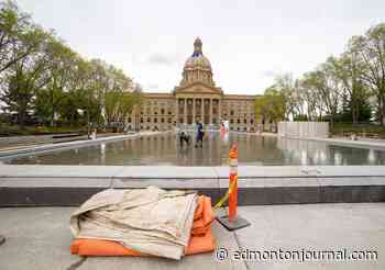 Alberta legislature pool, fountain readying for summer opening
