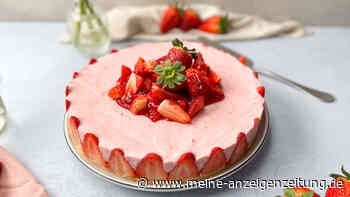 Süß, saftig, sommerlich: Die leichte Erdbeer-Joghurt-Torte kommt ohne Backen aus