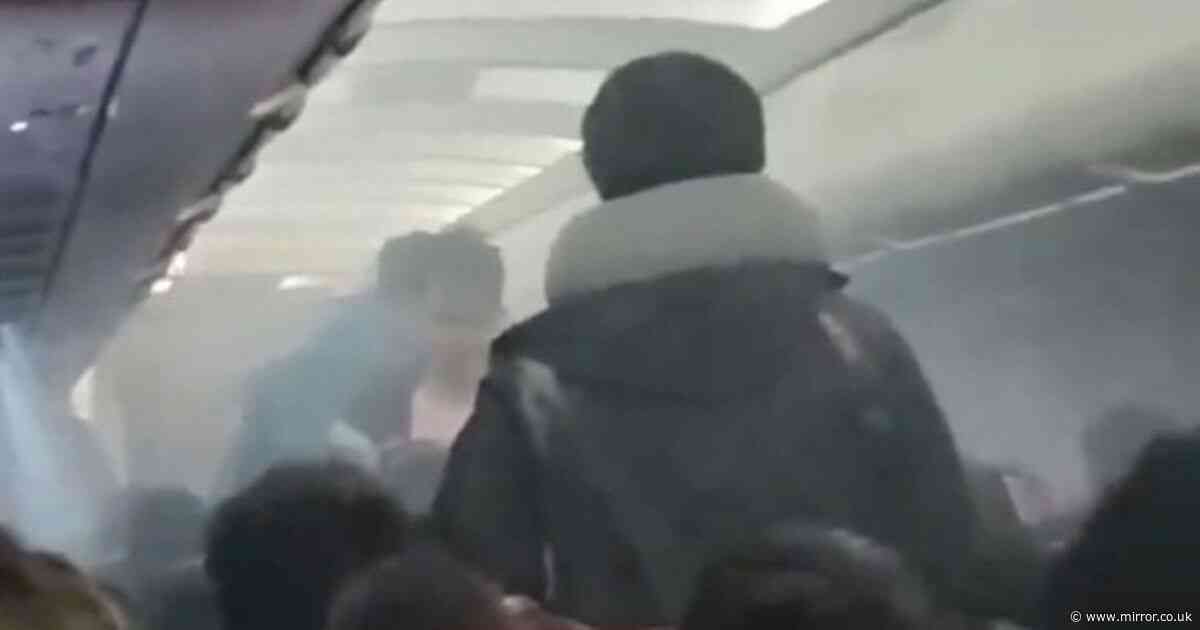 Scary moment plane cabin fills with smoke sparking emergency landing