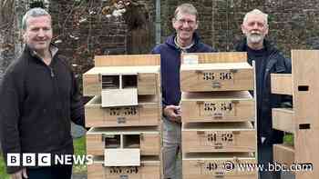 Swift boxes made by volunteers installed in church