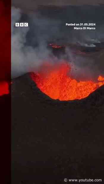 Lava continues to spurt from an Icelandic volcano. #Iceland #Volcano #BBCNews