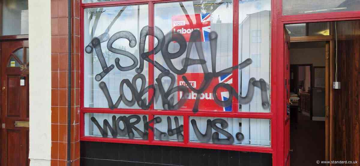 Anti-Israel graffiti plastered onto Labour constituency office in Chingford