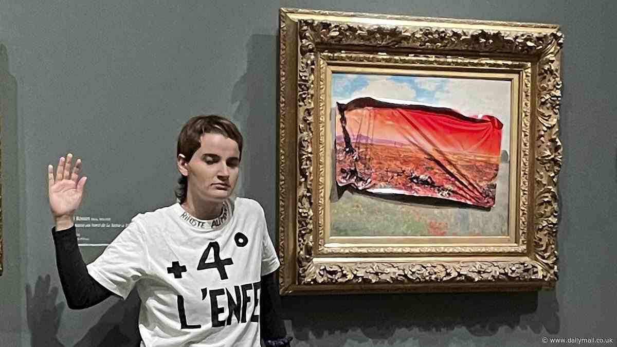 Climate activist detained after sticking protest sign to Monet painting in Paris' famed Orsay museum