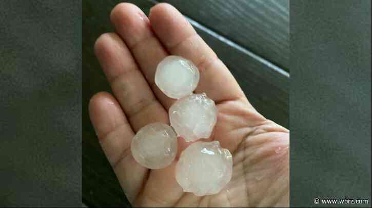 Hail falling in Livingston Parish as storms pass through
