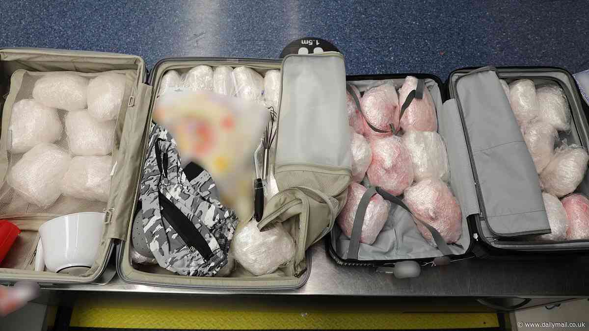 Is this Australia's laziest drug mule? Teen is arrested at major airport after not bothering to allegedly hide $24million worth of meth in his luggage
