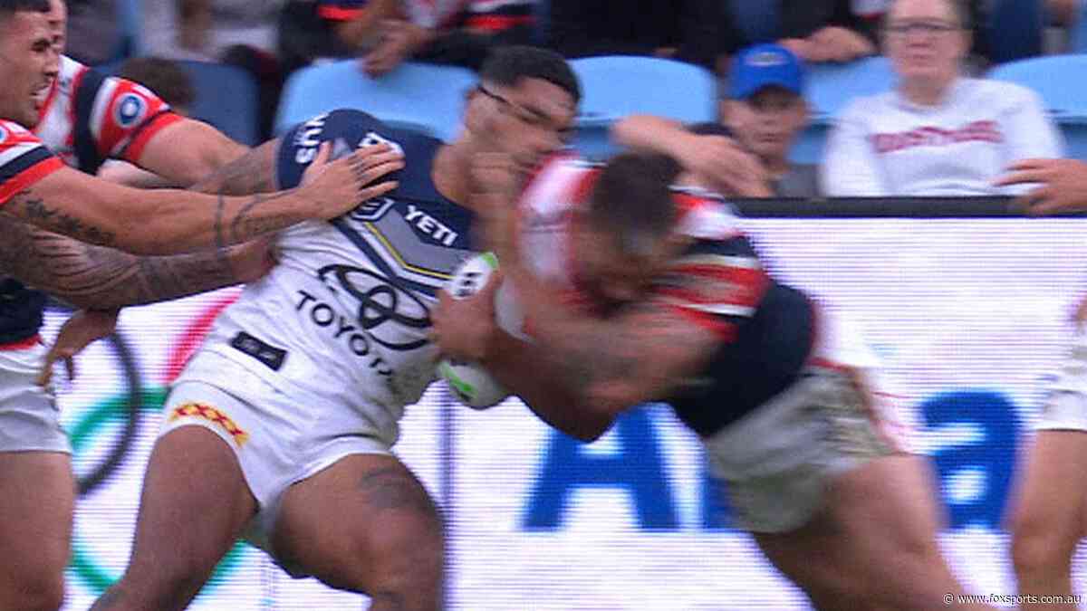 ‘That’s a few weeks’: Roosters enforcer’s ugly high shot could see him ‘in big trouble’