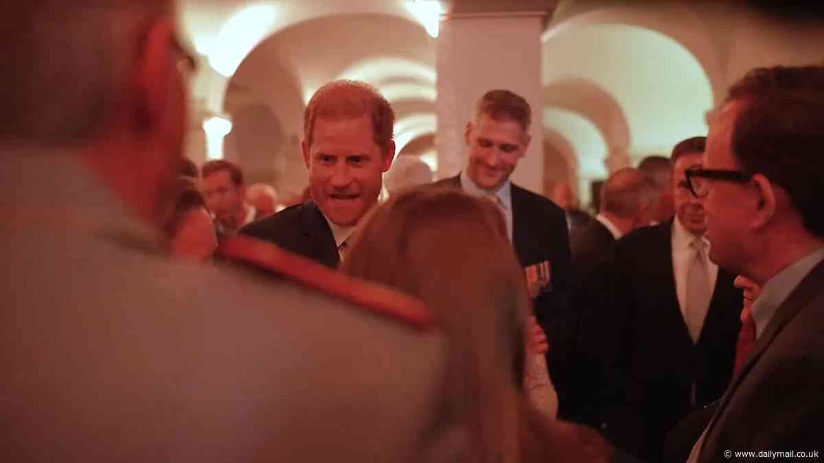 Inside Harry's Invictus Games St Paul's service: Duke of Sussex is seen laughing with veterans in new video from UK whistle-stop trip