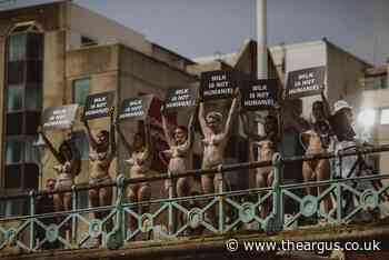 Brighton: Scantily clad women protest against dairy industry