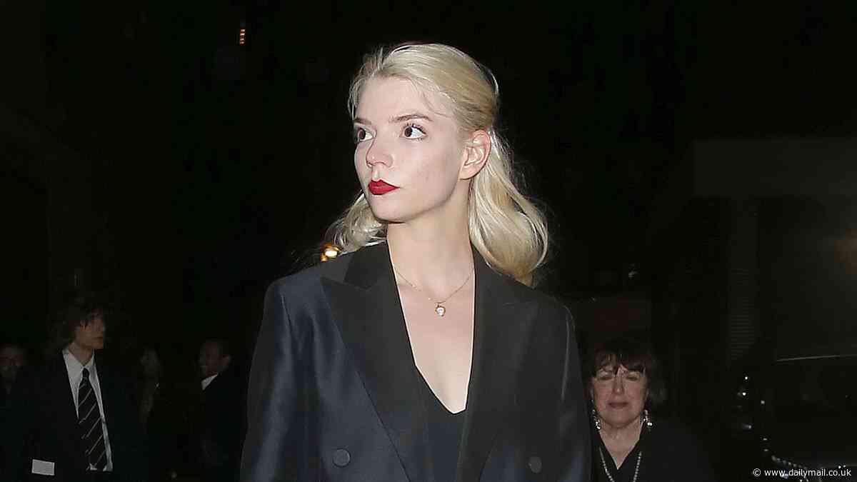 Anya Taylor-Joy dons a sleek black dress as she joins Cara Delevingne and girlfriend Minke for a double date