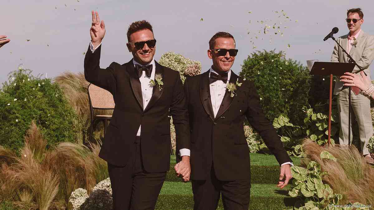 Scott Mills marries fiancé Sam Vaughan! First look at BBC Radio 2 star's 'incredible' Barcelona wedding as he ties the knot in front of celebrity pals and parties into the early hours