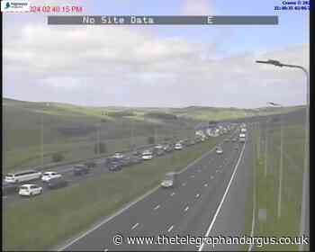 Four miles of queues on M62 after crash with two vehicles