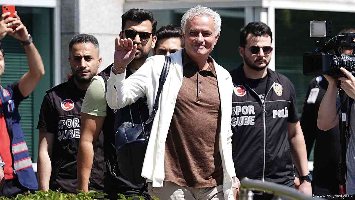 Jose Mourinho returns to football as the new manager of Fenerbahce... as thousands of fans gather to welcome the Portuguese boss at his official unveiling five months after he was sacked by Roma