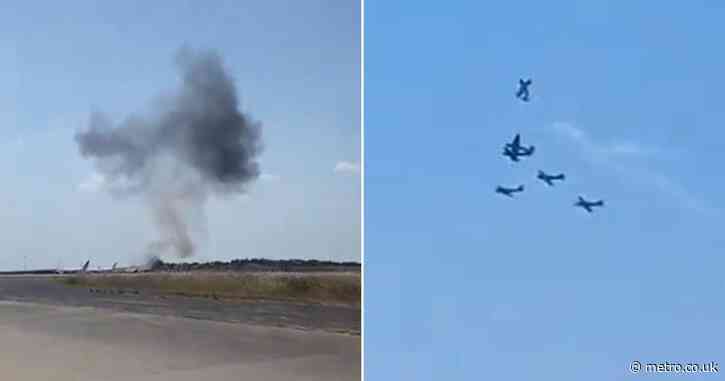 Horror moment two planes crash into each other captured on camera
