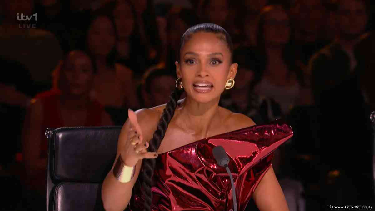 Britain's Got Talent star Alesha Dixon is brutally mocked by fans as judge is compared to a Quality Street wrapper after attending live final in a shiny red evening dress