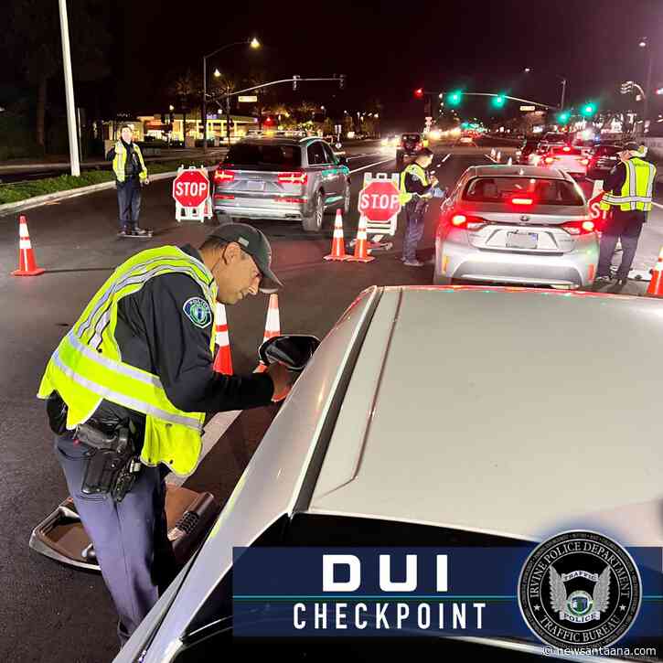 The Irvine Police will conduct a DUI and Driver’s License Checkpoint on June 8