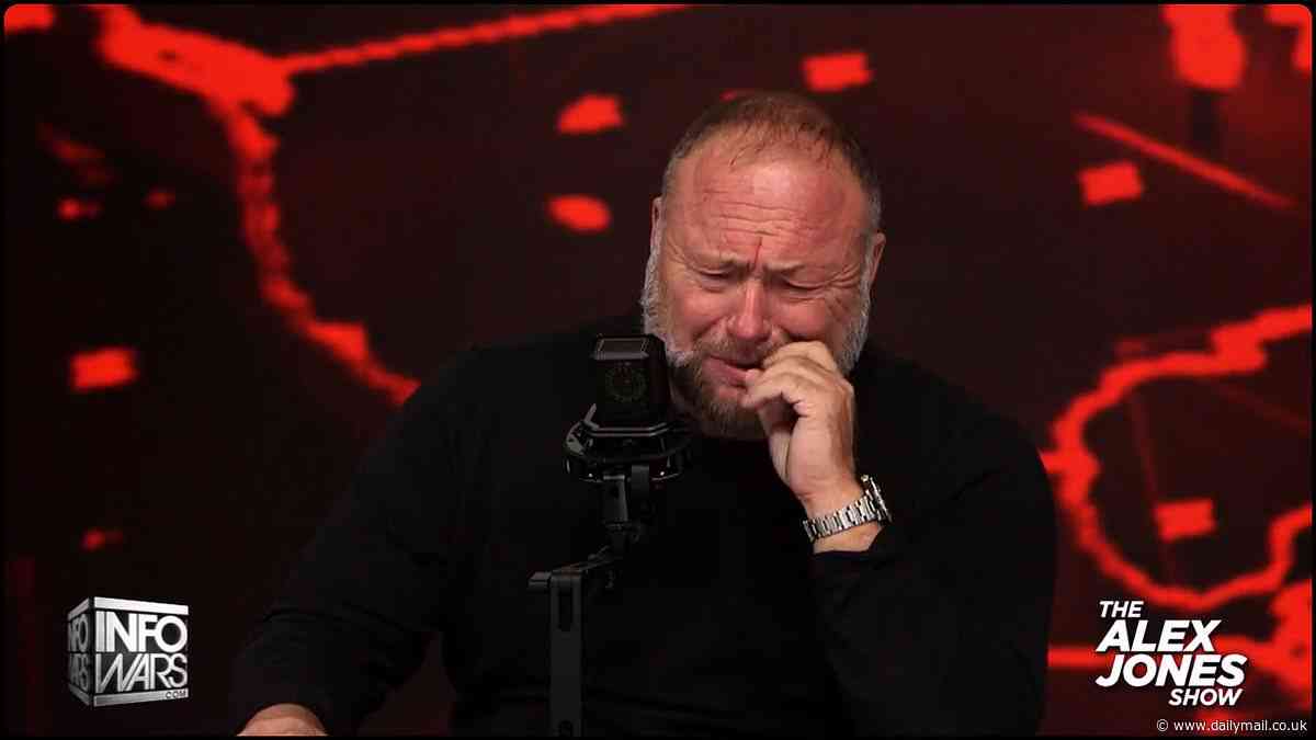 Alex Jones sobs in emergency broadcast claiming feds are plotting to shut down InfoWars in just hours, forcing him to sleep in his Texas studio to stop raid