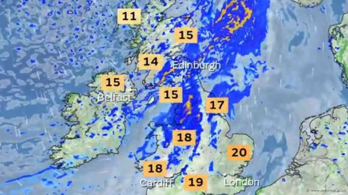 Don't fire up the BBQ just yet! Met Office warn summer won't arrive until the end of June as map reveals wet, windy and cool weather is on the way