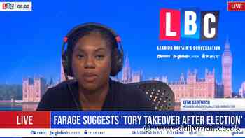Kemi Badenoch rules out serving in Tories if Nigel Farage joins accusing him of wanting to 'trash' the party - after Brexit champion said he is plotting a 'takeover'