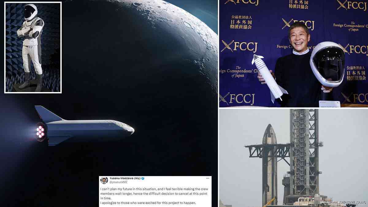 Japanese billionaire's '$80 million' flight around the moon with eight other civilians aboard a SpaceX rocket is CANCELLED after too many delays