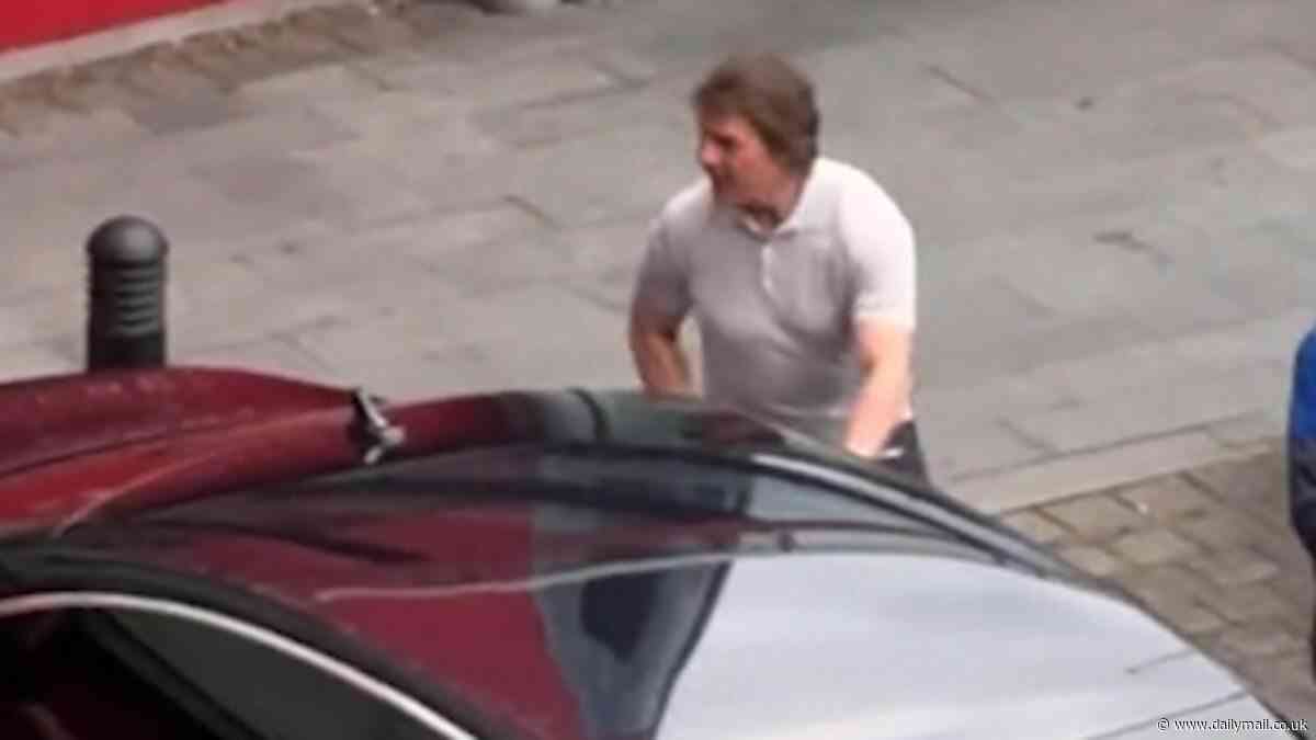Awkward moment Tom Cruise almost gets into Rishi Sunak's car by mistake at London heliport
