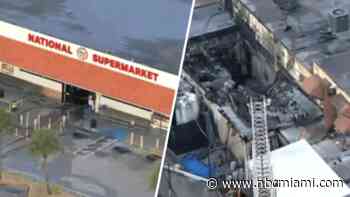 National Supermarket damaged after catching fire in Hialeah