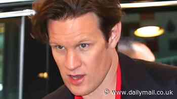 Matt Smith shows off his snazzy sense of style in a sharp red shirt and a navy suit as he arrives at CBS Morning to promote House Of The Dragon