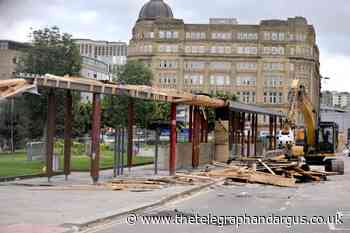 Bradford's Hall Ings bus shelter being taken down as works continue